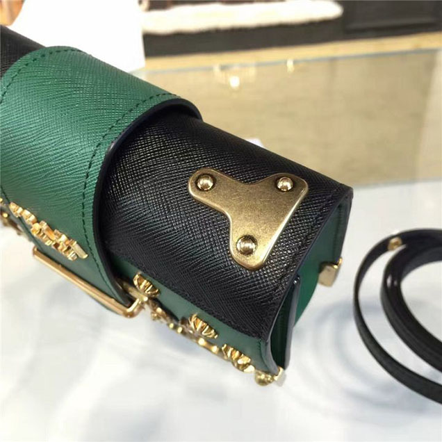 Prada Cahier Astrology Shoulder Bag Calfskin Leather 18cm Fall Winter 2016 Bag Collection Green
