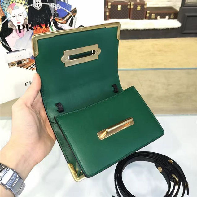 Prada Cahier Astrology Shoulder Bag Calfskin Leather 18cm Fall Winter 2016 Bag Collection Green