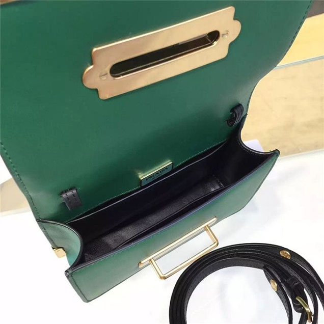 Prada Cahier Astrology Shoulder Bag Calfskin Leather 18cm Fall Winter 2016 Bag Collection Green