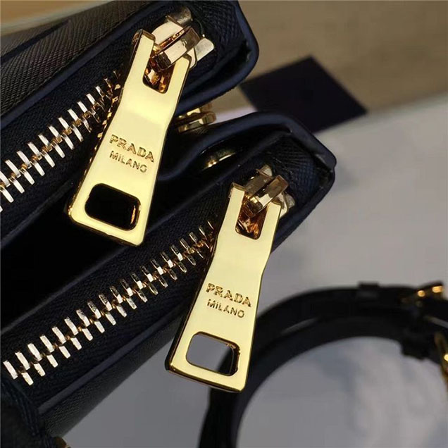 Prada Saffiano Lux Double-Zip Tote Bag 33cm Fall Winter 2016 Bag Collection Black
