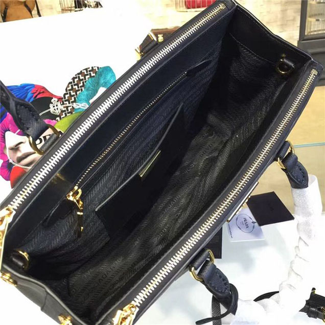 Prada Saffiano Lux Double-Zip Tote Bag 33cm Fall Winter 2016 Bag Collection Black