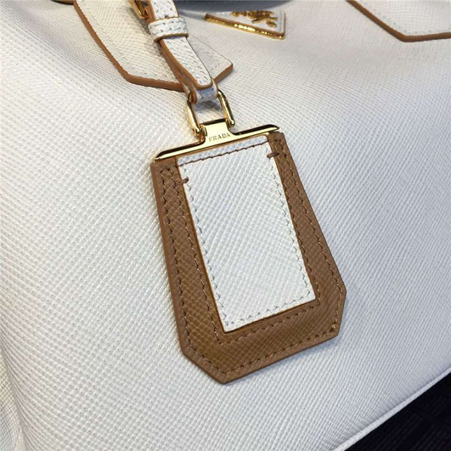 Prada Saffiano Double Handle Tote Bag 33cm Fall Winter 2016 Bag Collection White Tan