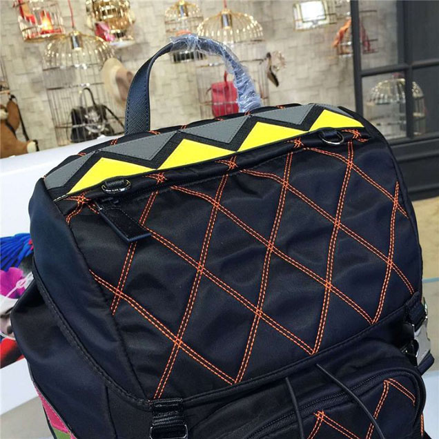 Prada Nylon Backpack 2VZ135 27cm Fall Winter 2017 Bag Collection Multi Black Yellow Red