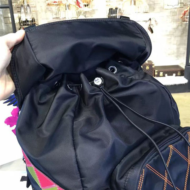 Prada Nylon Backpack 2VZ135 27cm Fall Winter 2017 Bag Collection Multi Black Yellow Red