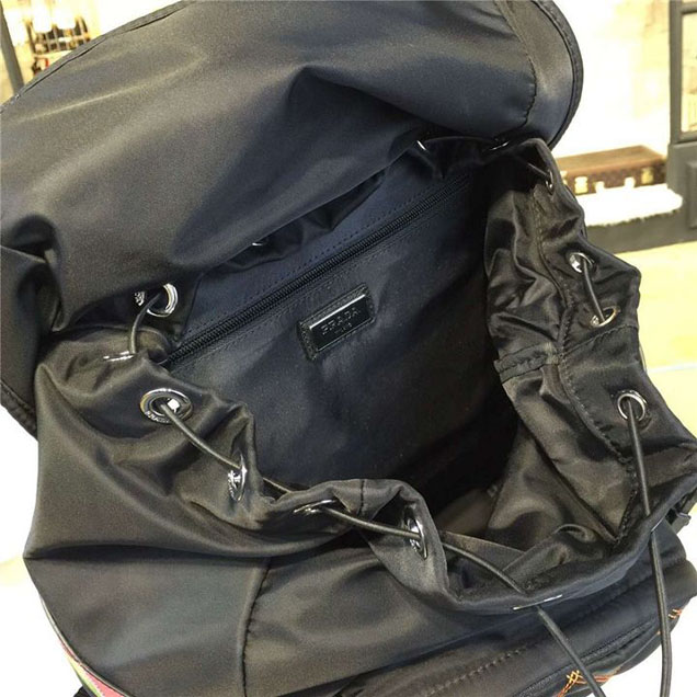 Prada Nylon Backpack 2VZ135 27cm Fall Winter 2017 Bag Collection Multi Black Yellow Red