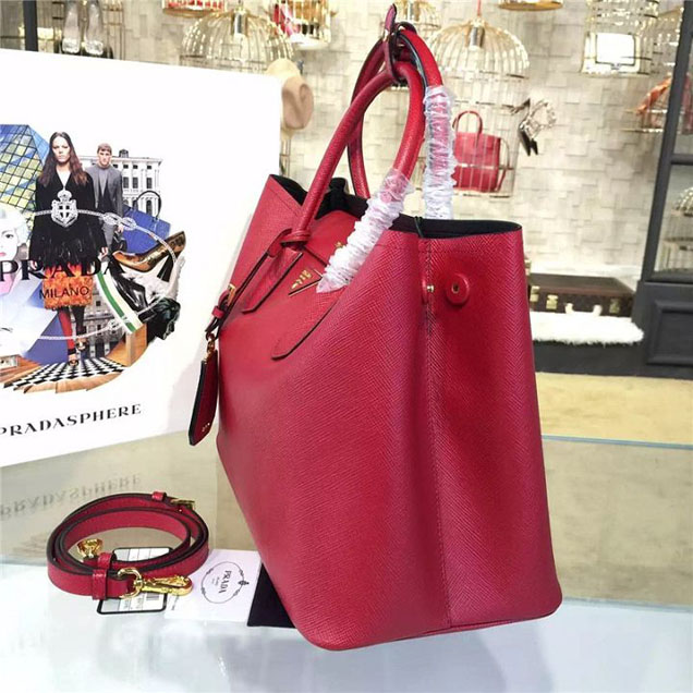 Prada Saffiano Double Handle Tote Bag 35cm Fall Winter 2016 Bag Collection Red