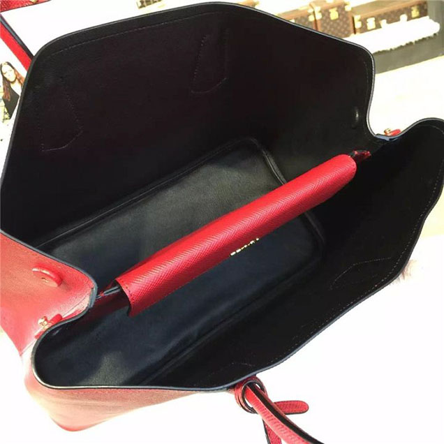 Prada Saffiano Double Handle Tote Bag 35cm Fall Winter 2016 Bag Collection Red