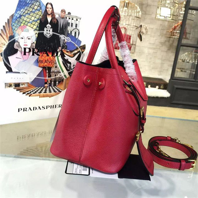 Prada Saffiano Double Handle Tote Bag 26cm Fall Winter 2016 Bag Collection Red