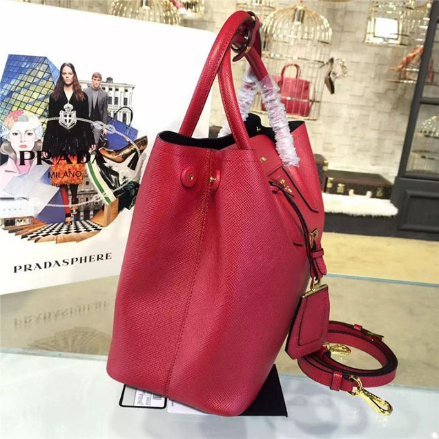 Prada Saffiano Double Handle Tote Bag 33cm Fall Winter 2016 Bag Collection Red