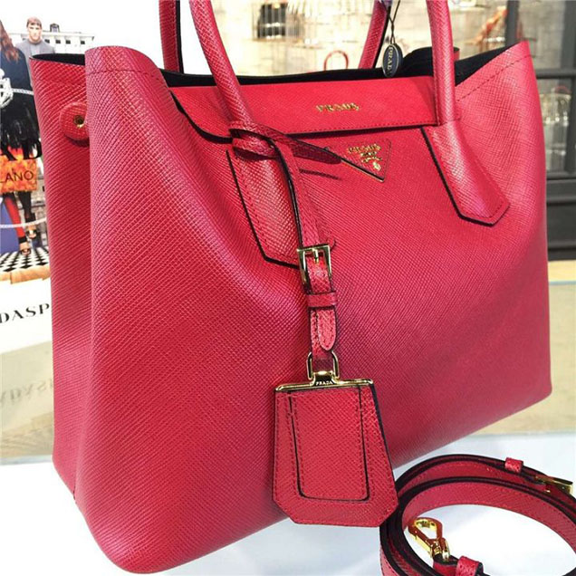 Prada Saffiano Double Handle Tote Bag 33cm Fall Winter 2016 Bag Collection Red