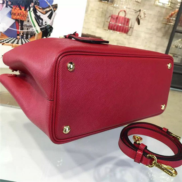 Prada Saffiano Double Handle Tote Bag 33cm Fall Winter 2016 Bag Collection Red