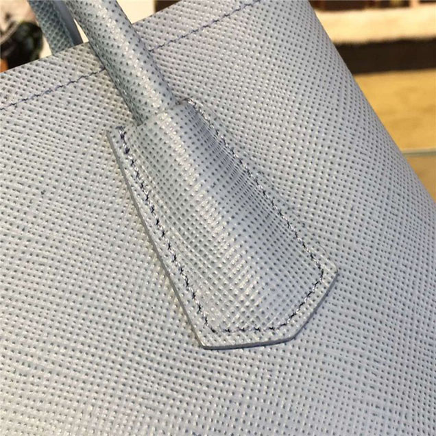 Prada Saffiano Double Handle Tote Bag 26cm Fall Winter 2016 Bag Collection Light Blue Black