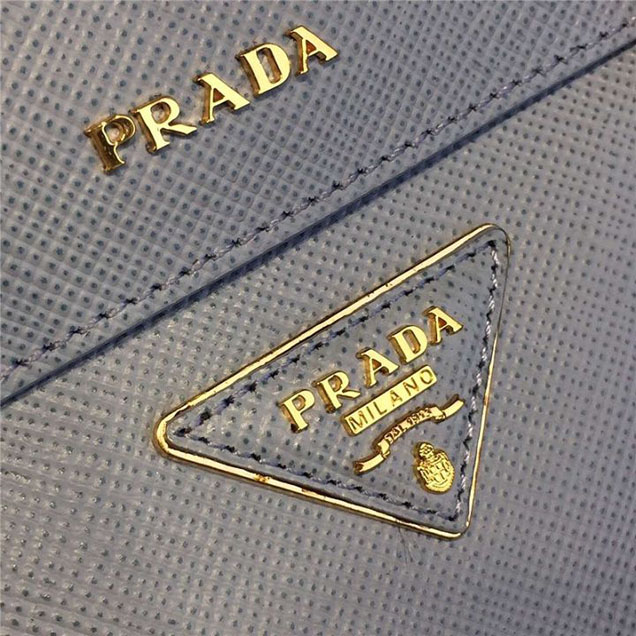 Prada Saffiano Double Handle Tote Bag 33cm Fall Winter 2016 Bag Collection Light Blue Black