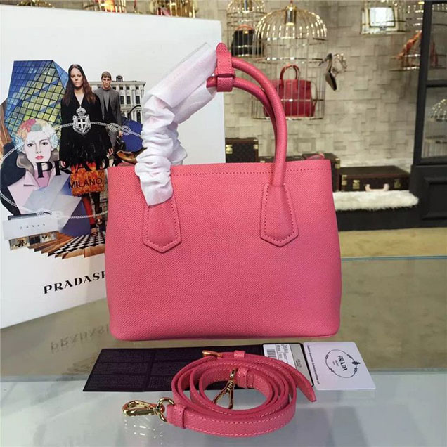 Prada Saffiano Double Handle Tote Bag 26cm Fall Winter 2016 Bag Collection Rosy Pink