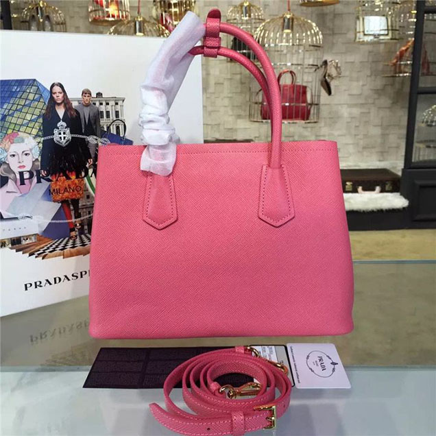 Prada Saffiano Double Handle Tote Bag 30cm Fall Winter 2016 Bag Collection Rosy Pink