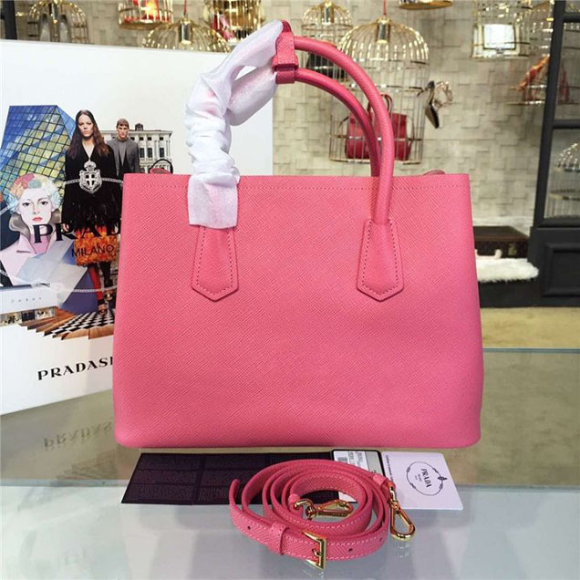 Prada Saffiano Double Handle Tote Bag 33cm Fall Winter 2016 Bag Collection Rosy Pink