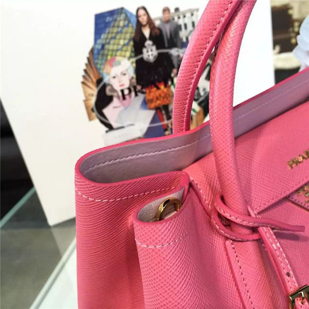 Prada Saffiano Double Handle Tote Bag 33cm Fall Winter 2016 Bag Collection Rosy Pink