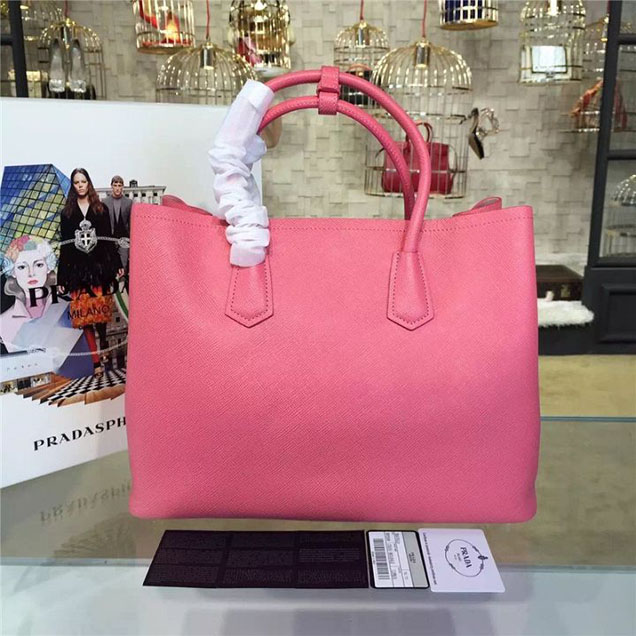 Prada Saffiano Double Handle Tote Bag 35cm Fall Winter 2016 Bag Collection Rosy Pink