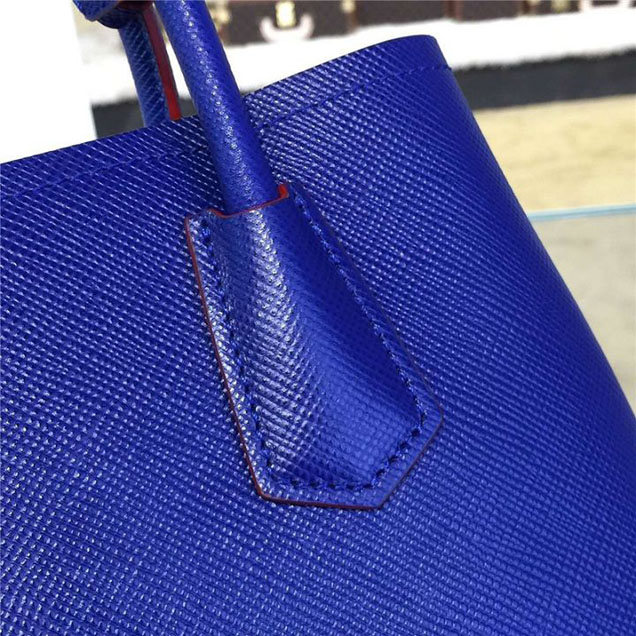 Prada Saffiano Double Handle Tote Bag 26cm Fall Winter 2016 Bag Collection Blue Red