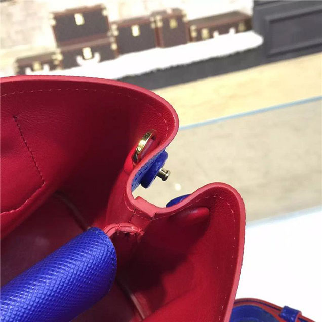 Prada Saffiano Double Handle Tote Bag 26cm Fall Winter 2016 Bag Collection Blue Red