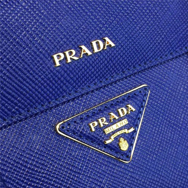 Prada Saffiano Double Handle Tote Bag 35cm Fall Winter 2016 Bag Collection Blue Red