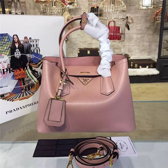 Prada Saffiano Double Handle Tote Bag 26cm Fall Winter 2016 Bag Collection Dusty Pink