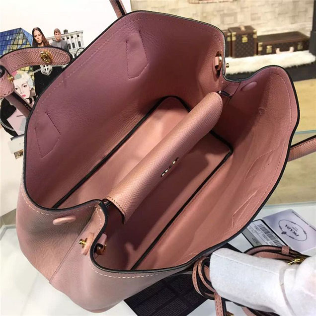 Prada Saffiano Double Handle Tote Bag 26cm Fall Winter 2016 Bag Collection Dusty Pink
