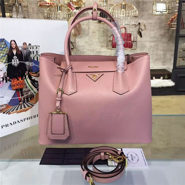 Prada Saffiano Double Handle Tote Bag 33cm Fall Winter 2016 Bag Collection Dusty Pink