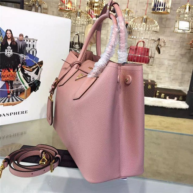 Prada Saffiano Double Handle Tote Bag 33cm Fall Winter 2016 Bag Collection Dusty Pink