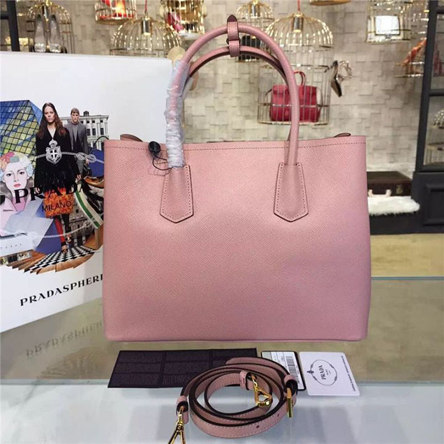 Prada Saffiano Double Handle Tote Bag 33cm Fall Winter 2016 Bag Collection Dusty Pink