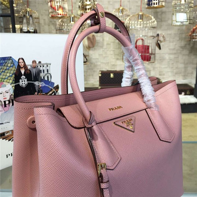 Prada Saffiano Double Handle Tote Bag 33cm Fall Winter 2016 Bag Collection Dusty Pink