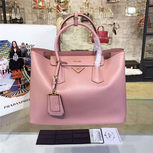 Prada Saffiano Double Handle Tote Bag 35cm Fall Winter 2016 Bag Collection Dusty Pink