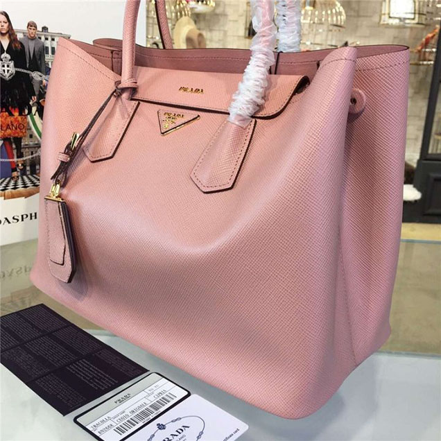 Prada Saffiano Double Handle Tote Bag 35cm Fall Winter 2016 Bag Collection Dusty Pink