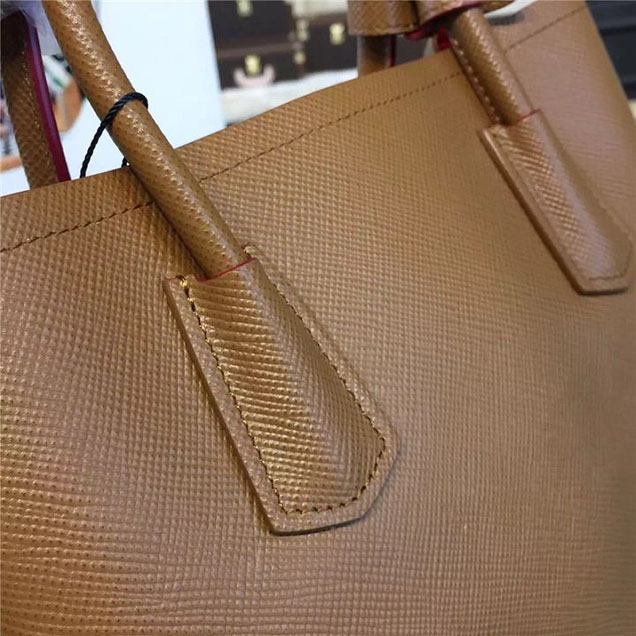 Prada Saffiano Double Handle Tote Bag 26cm Fall Winter 2016 Bag Collection Camel Red