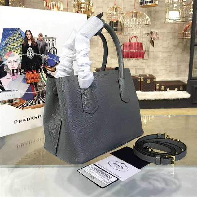 Prada Saffiano Double Handle Tote Bag 26cm Fall Winter 2016 Bag Collection Grey