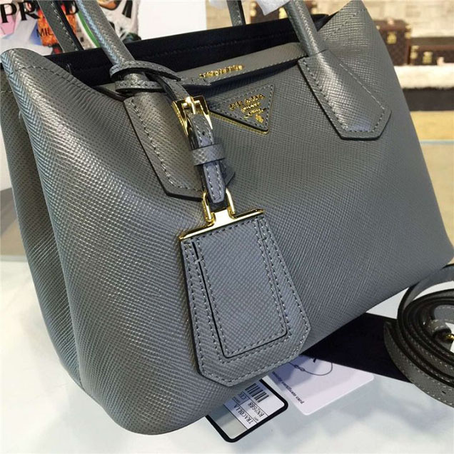 Prada Saffiano Double Handle Tote Bag 26cm Fall Winter 2016 Bag Collection Grey