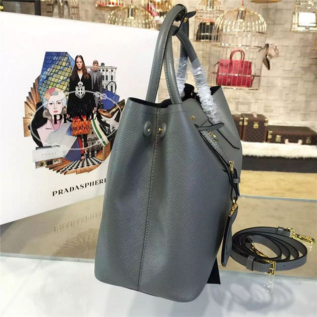 Prada Saffiano Double Handle Tote Bag 33cm Fall Winter 2016 Bag Collection Grey