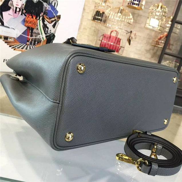 Prada Saffiano Double Handle Tote Bag 33cm Fall Winter 2016 Bag Collection Grey