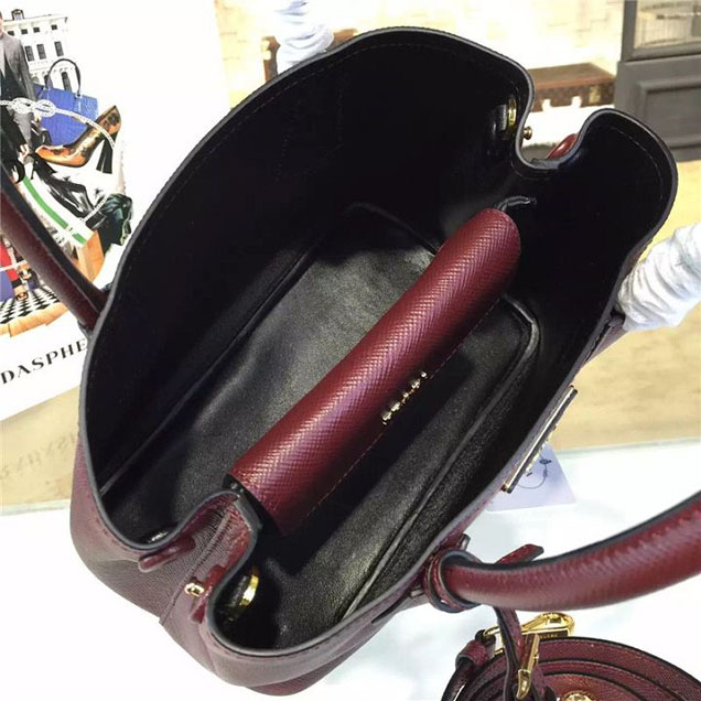 Prada Saffiano Double Handle Tote Bag 36cm Fall Winter 2016 Bag Collection Bordeaux Red
