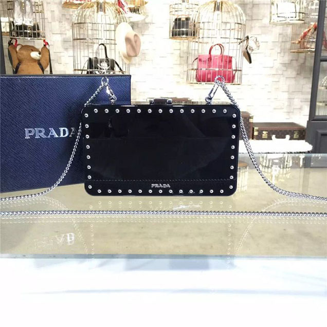 Prada Lucite Robot Evening Clutch Bag 2VZ137 20cm Fall Winter 2017 Collection Multi Black