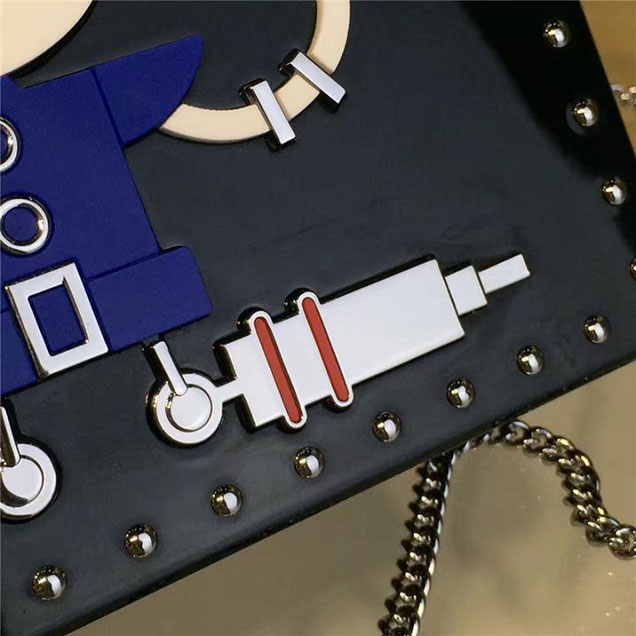 Prada Lucite Robot Evening Clutch Bag 2VZ136 20cm Fall Winter 2017 Collection Multi Black