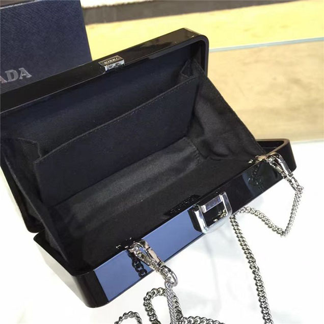 Prada Lucite Robot Evening Clutch Bag 2VZ136 20cm Fall Winter 2017 Collection Multi Black
