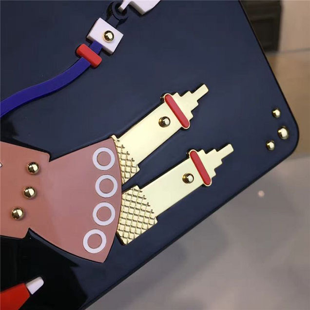 Prada Lucite Robot Evening Clutch Bag 2VZ135 20cm Fall Winter 2017 Collection Multi Black
