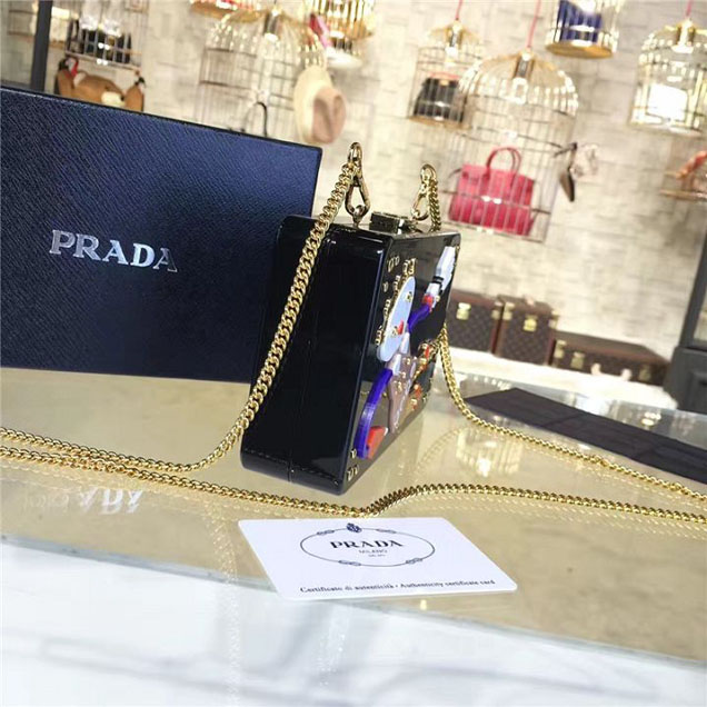 Prada Lucite Robot Evening Clutch Bag 2VZ135 20cm Fall Winter 2017 Collection Multi Black