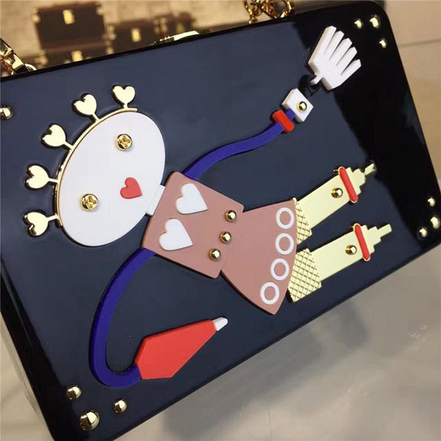 Prada Lucite Robot Evening Clutch Bag 2VZ135 20cm Fall Winter 2017 Collection Multi Black