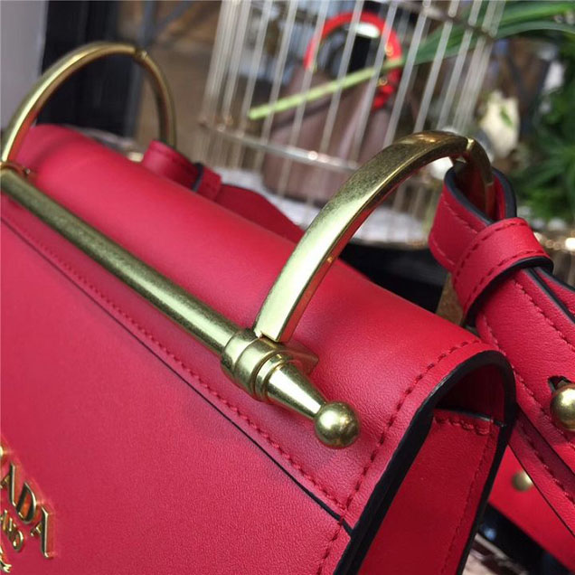 Prada Cahier Shoulder Bag 1BD075 Calfskin Leather 20cm Fall Winter 2017 Bag Collection Red