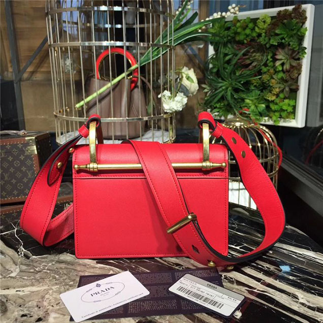 Prada Cahier Shoulder Bag 1BD075 Calfskin Leather 20cm Fall Winter 2017 Bag Collection Red