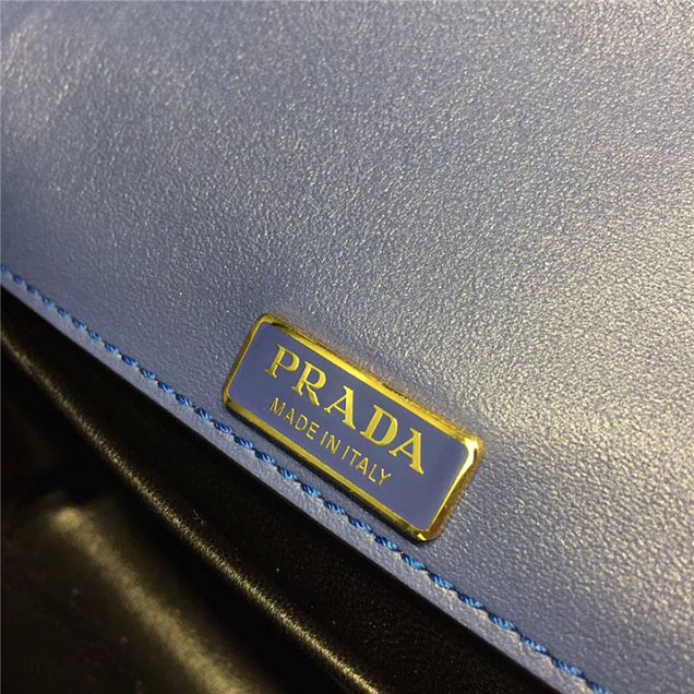 Prada Cahier Shoulder Bag 1BD075 Calfskin Leather 20cm Fall Winter 2017 Bag Collection Sky Blue