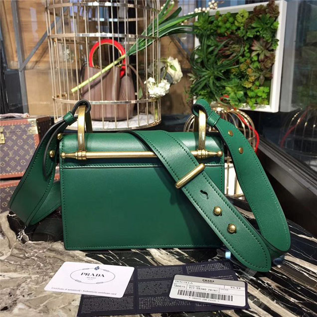 Prada Cahier Shoulder Bag 1BD075 Calfskin Leather 20cm Fall Winter 2017 Bag Collection Green