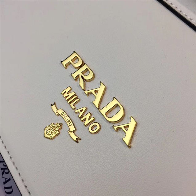 Prada Cahier Shoulder Bag 1BD075 Calfskin Leather 20cm Fall Winter 2017 Bag Collection White